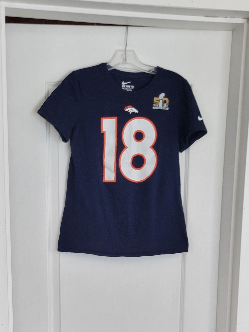 Nike Denver Broncos Women's #18 Navy Short-Sleeve Tee